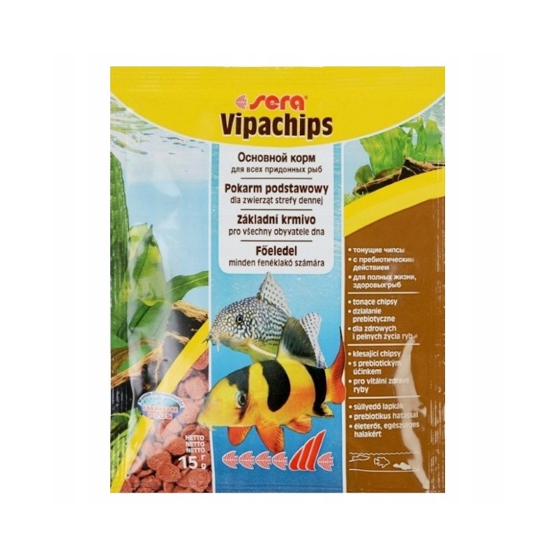 Vipachips Nature - saszetka 15g, chipsy tonące - pokarm podstawowy