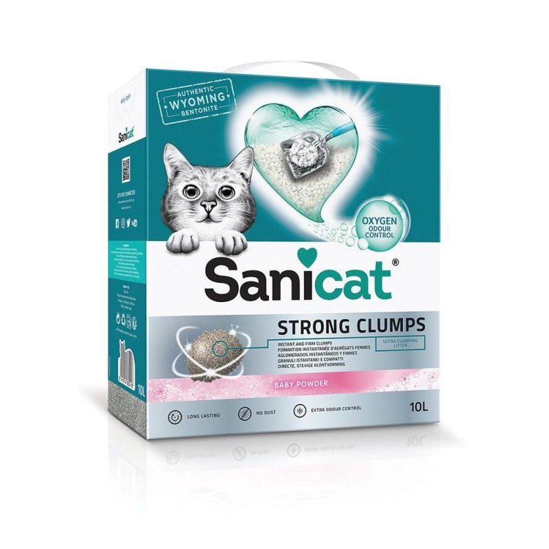 Strong Clumps, żwirek, dla kota, bentonit, baby powder, 10l, zbrylający