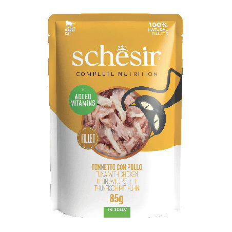 C&B, karma mokra, dla kotów, tuńczyk z kurczakiem w galarecie, 85 g, saszetka