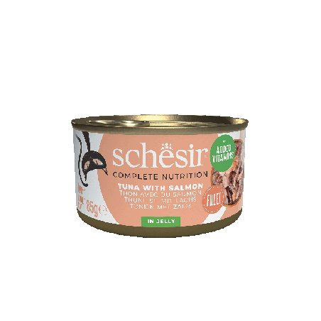 C&B, karma mokra, dla kotów, tuńczyk z łososiem w galarecie, 85 g, puszka