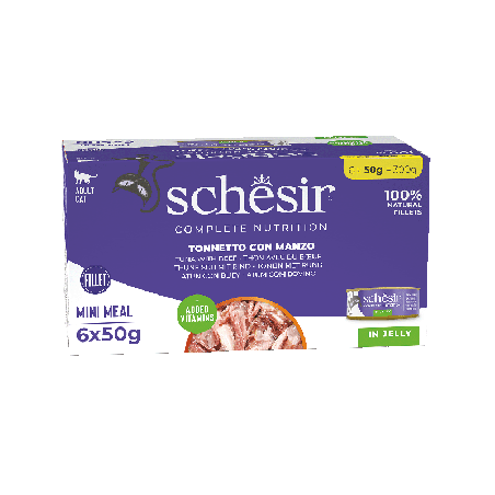C&B, karma mokra, dla kotów, tuńczyk z wołowiną w galarecie, 6x50 g, multipak puszka