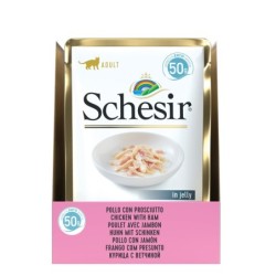 Karma mokra, dla kotów, kurczak z szynką w galarecie, 50 g, saszetka