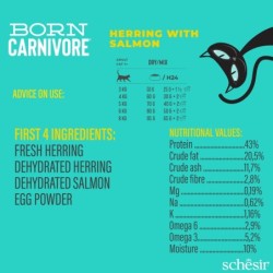 Born Carnivore, karma sucha, dla kotów dorosłych, śledź i łosoś, 1,25 g, worek