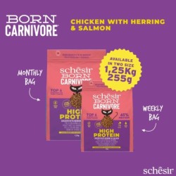 Born Carnivore, karma sucha, dla kotów dorosłych, kurczak i śledź, 1,25 g, worek