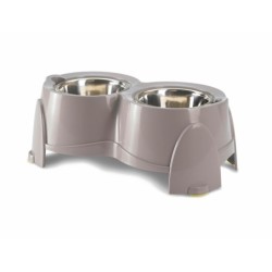 Ergo Feeder ,zestaw 2 misek, dla psa, na stojaku, szary, plastik, 2x850 ml