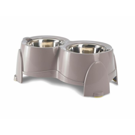 Ergo Feeder ,zestaw 2 misek, dla psa, na stojaku, szary, plastik, 2x850 ml