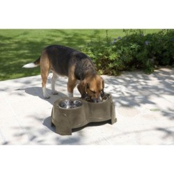 Ergo Feeder ,zestaw 2 misek, dla psa, na stojaku, szary, plastik, 2x850 ml