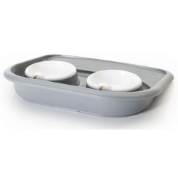 Butler, zestaw 2 misek, dla kota/ małego psa, biała z podstawką, plastik, 2x300ml