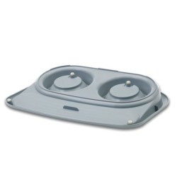 Butler, zestaw 2 misek, dla kota/ małego psa, biała z podstawką, plastik, 2x300ml