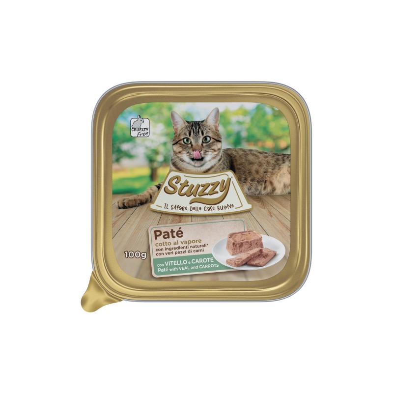 Pate, karma mokra, dla kota, cielęcina z marchewką, 100 g, tacka