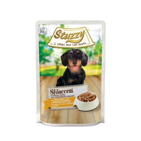 Sfilaccetti, karma mokra, dla psa, kurczak/szynka 100 g, saszetka