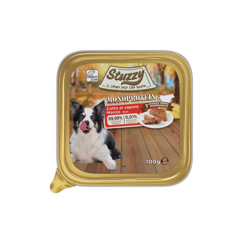 Monoprotein, karma mokra, dla psa, wołowina pasztet, 100 g, tacka