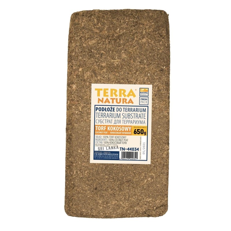 Podłoże do terrarium brykiet torf kokosowy foliowany 650g (kraj pochodzenia Sri Lanka)