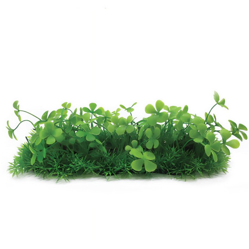 Aqua Natura,  roślina, do dekoracji akwarium, zielona, plastikowa, 10 cm , doniczka korytkowa, liście w kształcie koniczyny