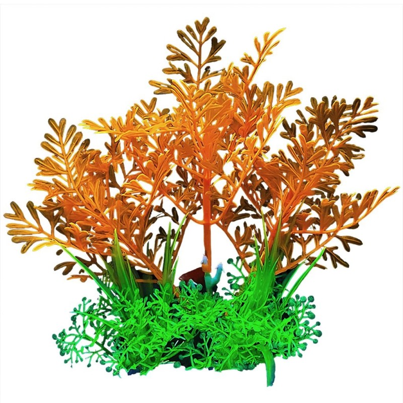 Aqua Natura,  roślina, do dekoracji akwarium, pomarańczowa, plastikowa, 12 cm , trawiasta podstawa