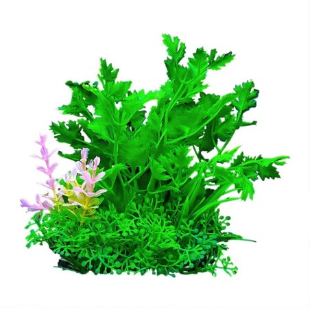 Aqua Natura,  roślina, do dekoracji akwarium, zielona, plastikowa, 12 cm , gęsta rośinność  dodatkiem różu
