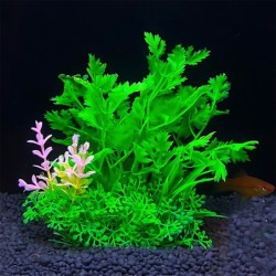 Aqua Natura,  roślina, do dekoracji akwarium, zielona, plastikowa, 12 cm , gęsta rośinność  dodatkiem różu