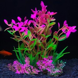 Aqua Natura,  roślina, do dekoracji akwarium, zielono-różowa, plastikowa, 12 cm , drobne liście