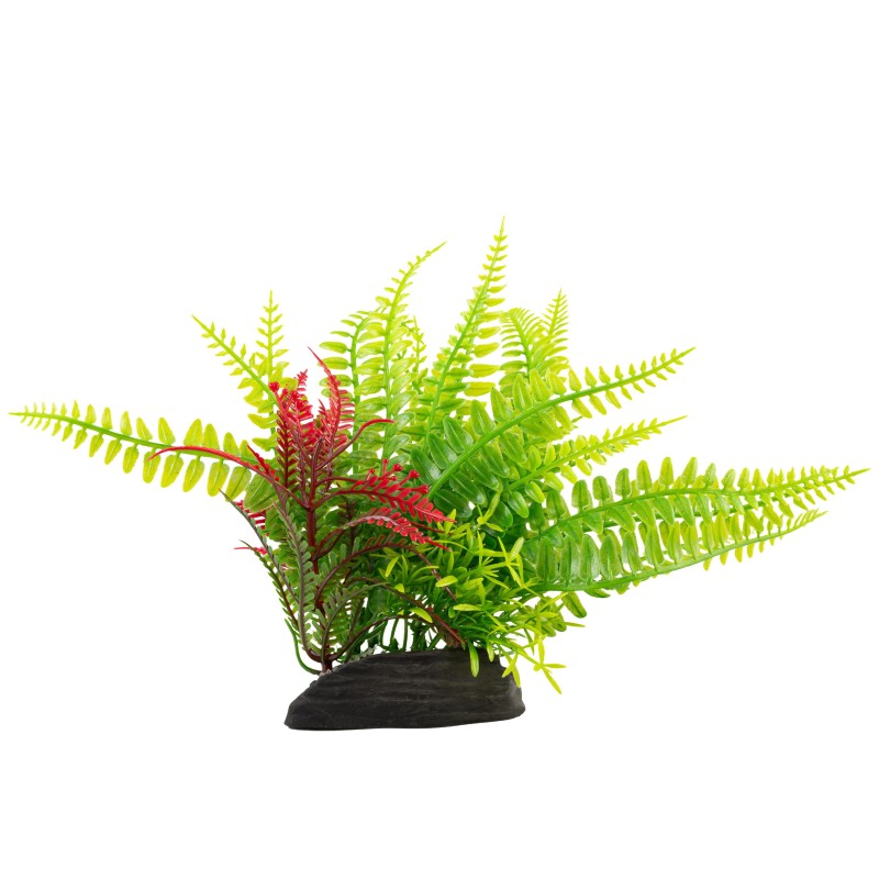Aqua Natura,  roślina, do dekoracji akwarium, zielono-czerwona, plastikowa, 18cm, kompozycja