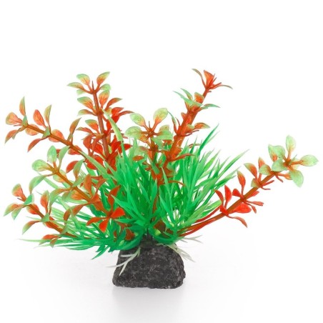 Aqua Natura,  roślina, do dekoracji akwarium, zielono-pomarańczowa, plastikowa, 10 cm , wzrastające pędy i spirulina