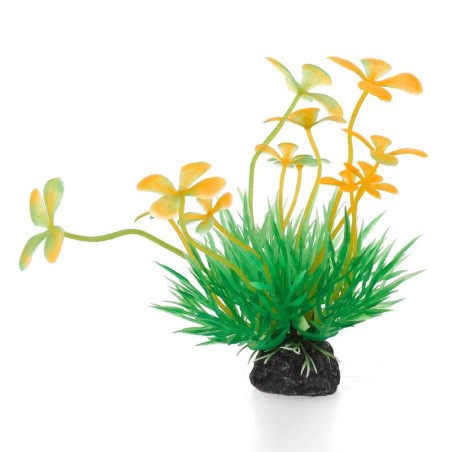 Aqua Natura,  roślina, do dekoracji akwarium, zielono-pomarańczowa, plastikowa, 10 cm , spirulina z kwiatami w kształcie koniczy