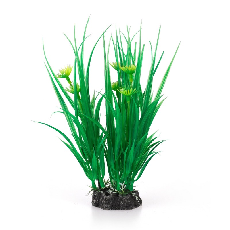 Aqua Natura,  roślina, do dekoracji akwarium, zielona, plastikowa, 20 cm , trawa morska, żółte kwiaty