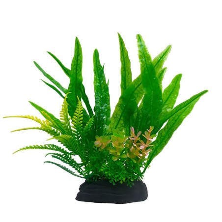 Aqua Natura,  roślina, do dekoracji akwarium, zielona, plastikowa, 18 cm , paproć i wodorost leśny
