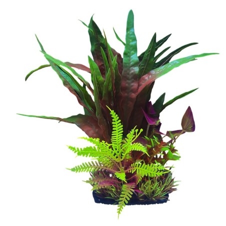Aqua Natura,  roślina, do dekoracji akwarium, bordowo-fioletowo-zielony, plastikowa, 28 cm , mix roślin