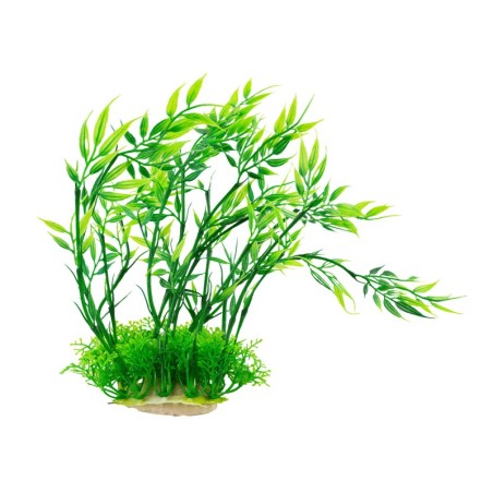 Aqua Natura,  roślina, do dekoracji akwarium,  z różowym akcentem, plastikowa, 15- 20cm, drobnolistna