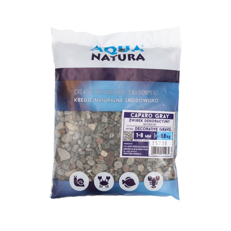 Aqua Natura,Caparo Gray, żwirek dekoracyjny do akwarium, naturalny, 1-8  mm, 0,8 kg