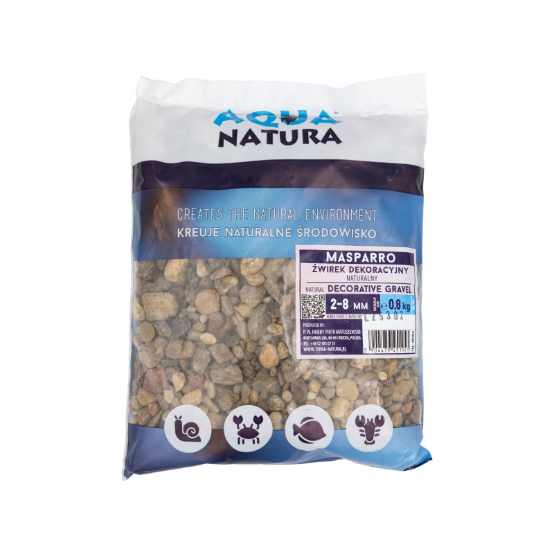 Aqua Natura,Masparro, żwirek dekoracyjny do akwarium, naturalny, 2-8  mm, 0,8 kg