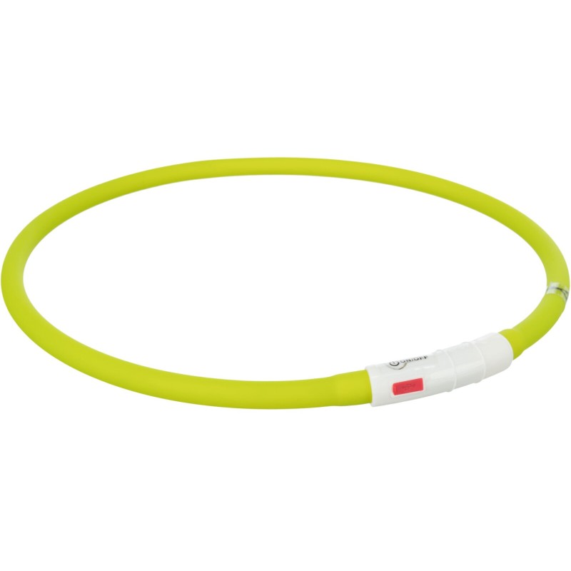 Opaska świecąca USB, dla psa,  zielona, silikon, XS–XL: 70 cm/ 10 mm,