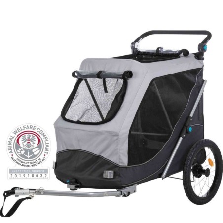 Przyczepa rowerowa, szybkozkładana, L: 74 × 95 × 103/143 cm, szara