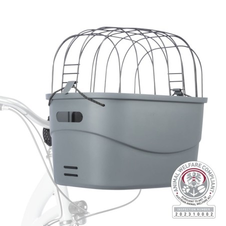 Kosz na rower, przedni, dla psa/kota, szary, plastik, 42 × 39 × 30 cm