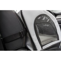 Fotel samochodowy dla psa, szary/czarny, 44 × 37 × 40 cm