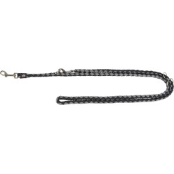 Smycz regulowana 'CAVO',  S-M, 2 m/o 12 mm, czarno/srebrna