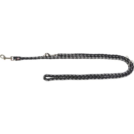 Smycz regulowana 'CAVO',  S-M, 2 m/o 12 mm, czarno/srebrna