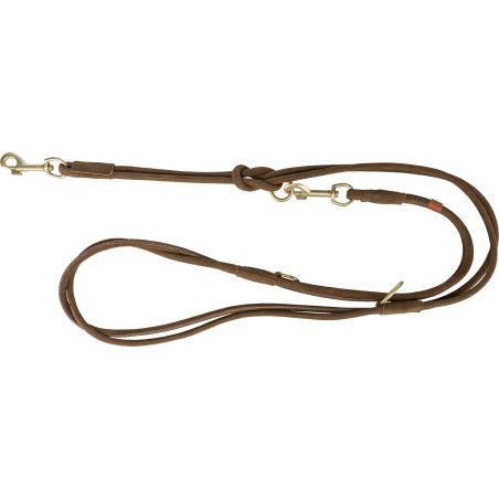 Pure, smycz regulowana, dla psa, skórzana, brązowa, S: 2 m/10 mm, okrągła