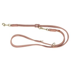 Pure, smycz regulowana, dla psa, skórzana, różowa, S: 2 m/10 mm, okrągła