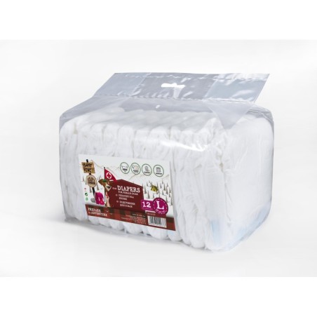 Pieluchy dla suczek, L, obwód pasa 36-52cm, 12 szt.