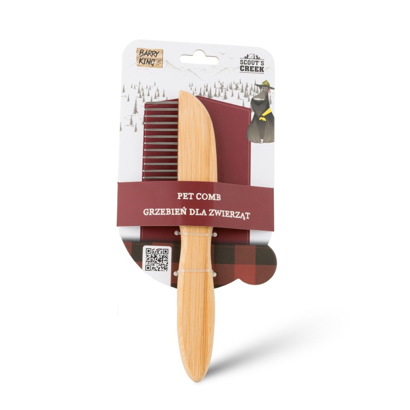 Grzebień dla zwierząt, z bambusową rączką, 6,5 x 21,5 cm