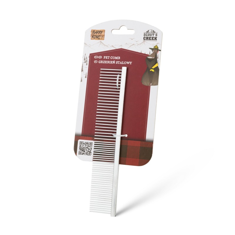 Grzebień stalowy, szary, 3,4 x 18,2 cm