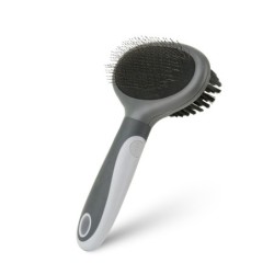 Szczotka dla zwierząt, dwustronna, szary, 11,5 x 19 cm