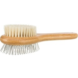 Szczotka dwustronna, bambus/ naturalne i druciane włosie, 5x19 cm