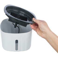 Flower, poidło automatyczne, dla kota, biało/szare, plastik, 2 l/18,5 × 13 × 18,5 cm