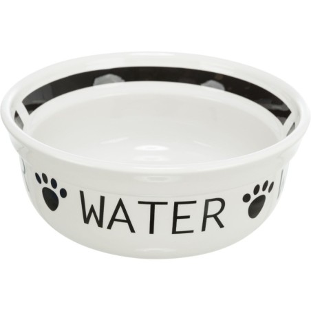 Miska ceramiczna „Water", dla psa, biało/czarna, 2.6 l/25 cm