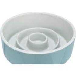 Slow Feeding, miska ceramiczna, dla psa/kota, szaro/niebieska, 0.45 l/? 14 cm, spowalniająca jedzenie