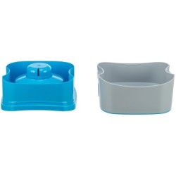 Miska podróżna, ciemnoszara/petrol, plastik, 21x11x21 cm, zapobiegająca rozlewaniu