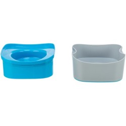 Miska podróżna, ciemnoszara/petrol, plastik, 21x11x21 cm, zapobiegająca rozlewaniu