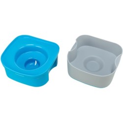 Miska podróżna, ciemnoszara/petrol, plastik, 21x11x21 cm, zapobiegająca rozlewaniu